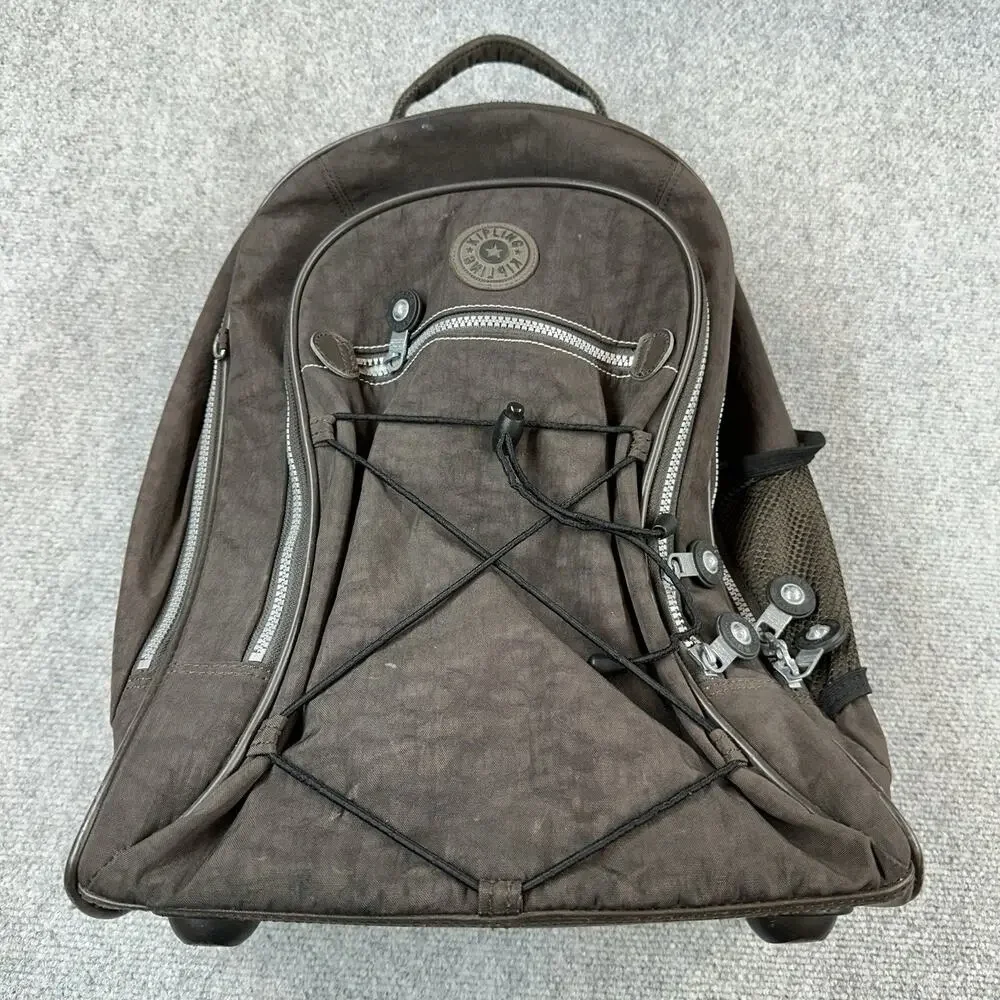 Kipling Sausalito WL2403 Rolling Backpack Wheeled Book Bag Brown Luggage